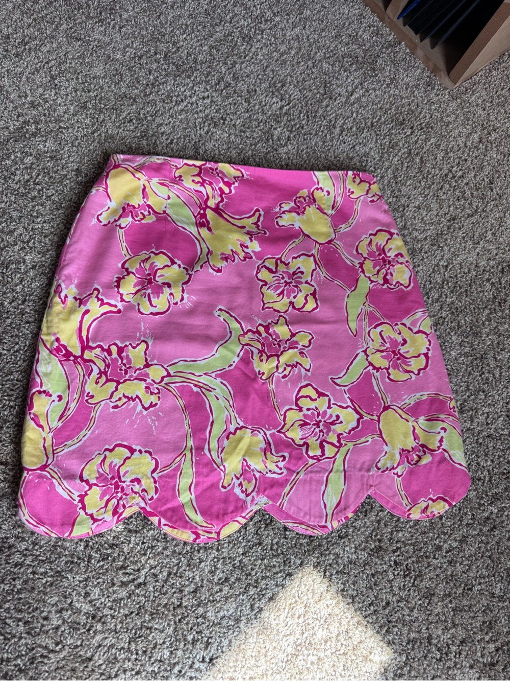 Lily pulitzer Pink Floral Scallop Hem Mini Skirt